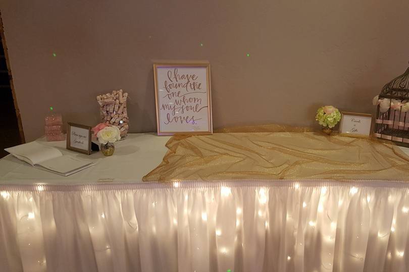 Guest book and gifts table