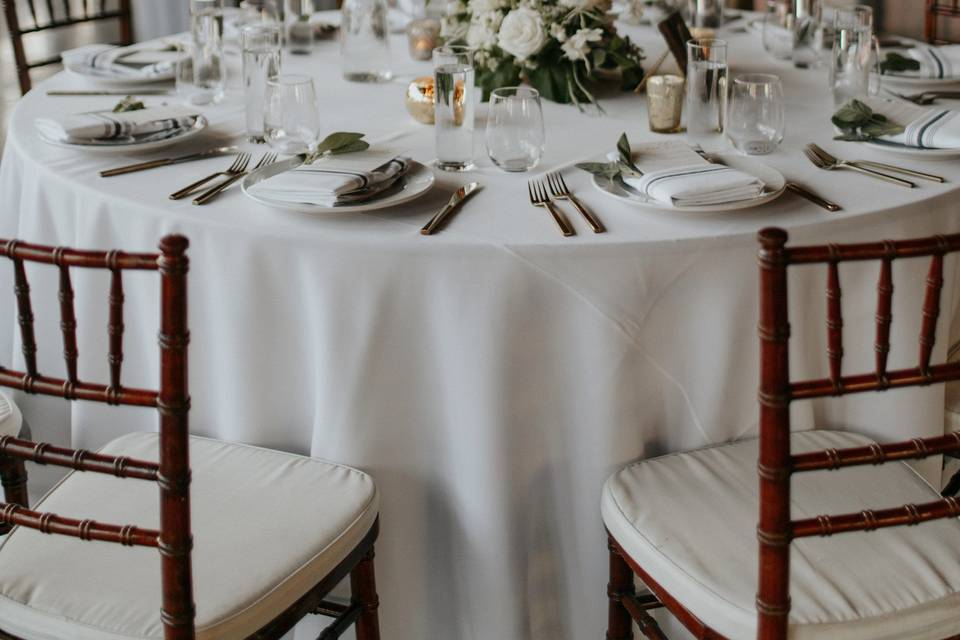 Table setup with centerpiece