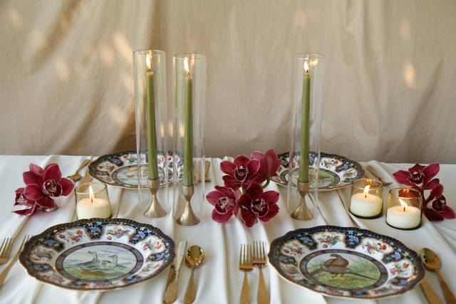 Green taper candles