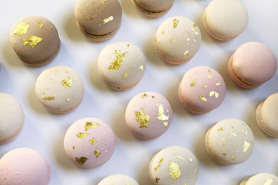 Gold Foil Macaron Wedding Favors