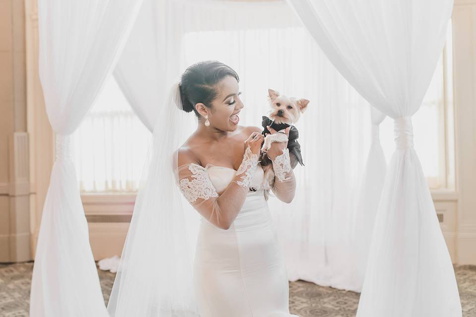 Bride and the pupper