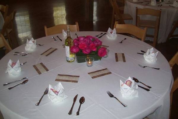 Table setup with centerpiece