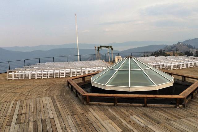 Wedding ceremony setup with a view