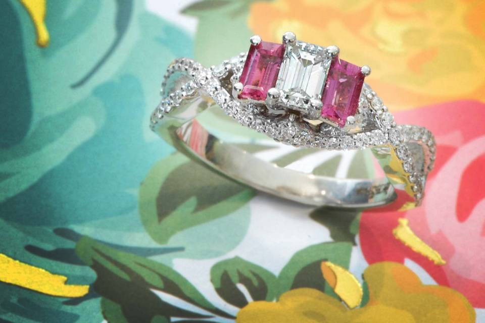 Pink tourmaline & diamond ring