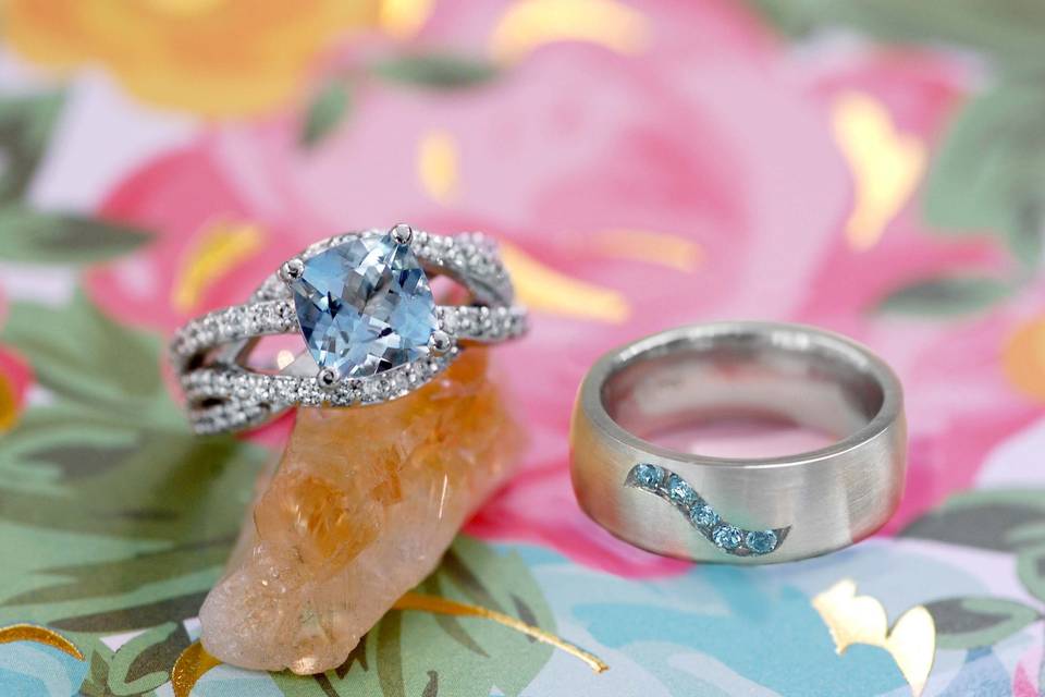 Aquamarine wedding set