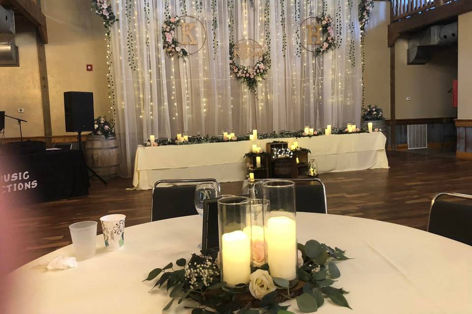 Head table and backdrop