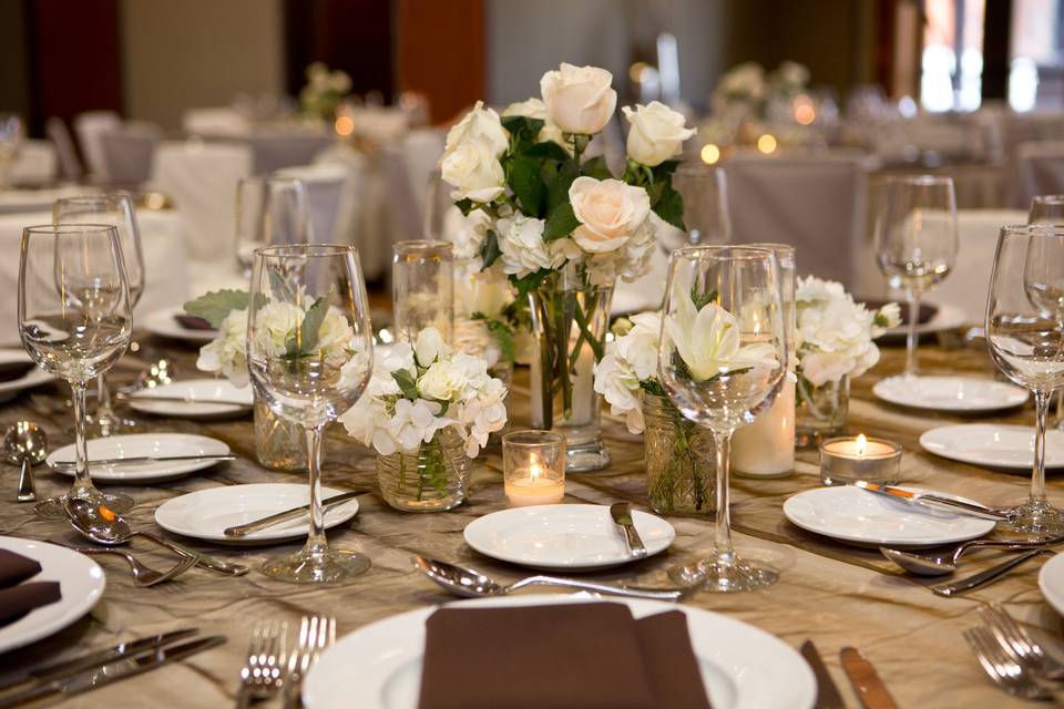 Table set-up with centerpiece