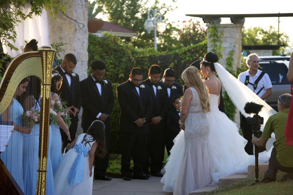 The bride emerging