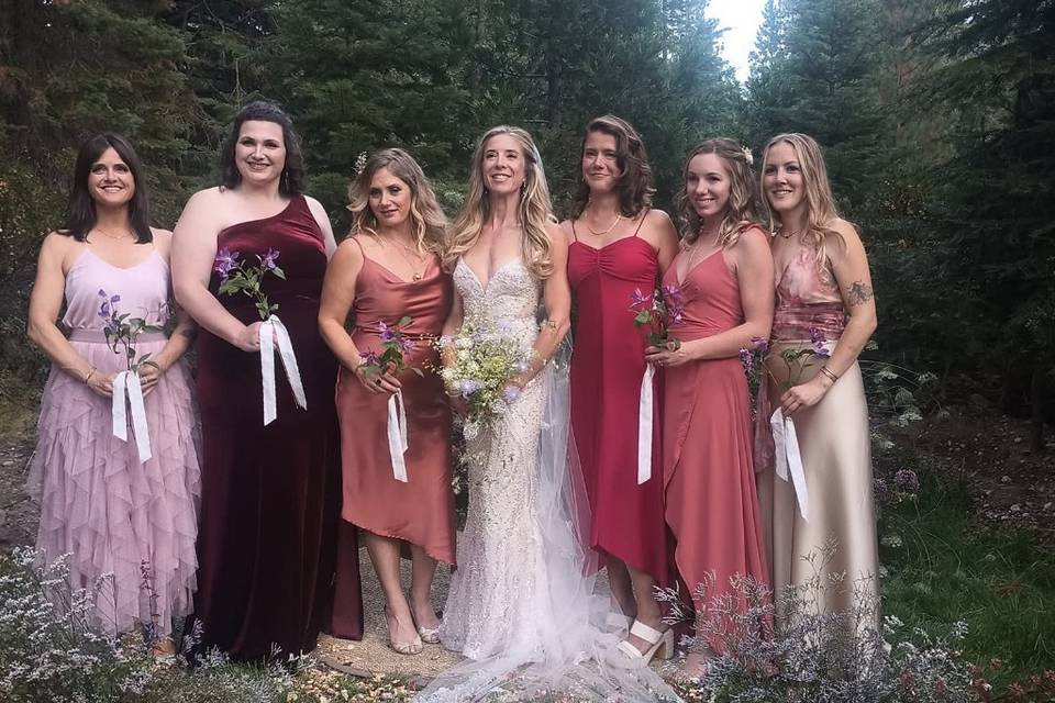 The bride with her girlfriends