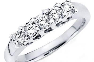 JD130
0.67 TCW 14K White Gold Ladies Five Stone Diamond Ring
$550.00
Category : Diamond Ring
Type : Ladies Diamond Wedding Band
Metal : 14K White Gold
Diamond Information
- Carat Weight : 0.67 TCW (Total Carat Weight)
- Diamond Shape : Round
- Quantity : 5
- Diamond Color : Average G
- Diamond Clarity : Average VS2
