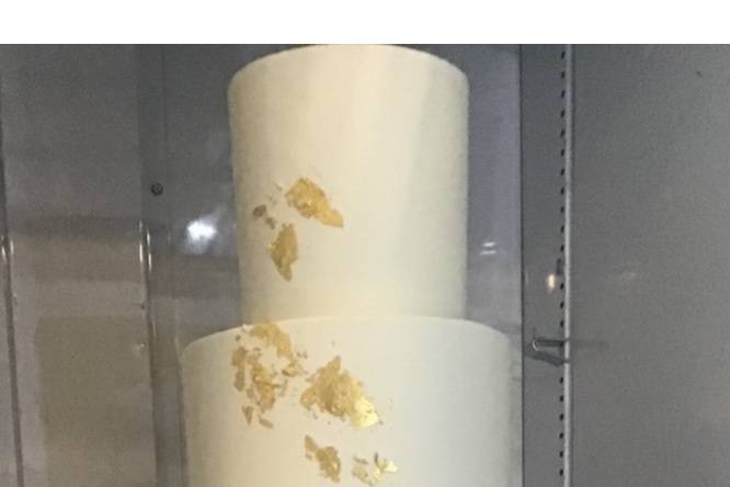 White with gold leaf