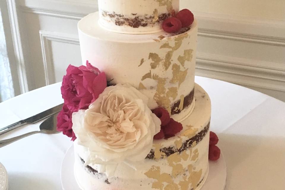 Naked Cake with Gold leaf