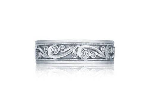 TACORI127-7dLet your man express his style with his wedding band. With unique hand engraved signature Tacori details with brilliant diamonds in every curve, the Tacori Gentleman in your life will never want to take this band off.