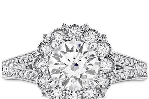 HEARTS ON FIRELILIANA HALO ENGAGEMENT RINGThe Liliana Halo Engagement Ring with a Diamond Band is a truly stunning style. A halo of diamonds creates bold brilliance, and the diamond band adds the perfect amount of extra sparkle.