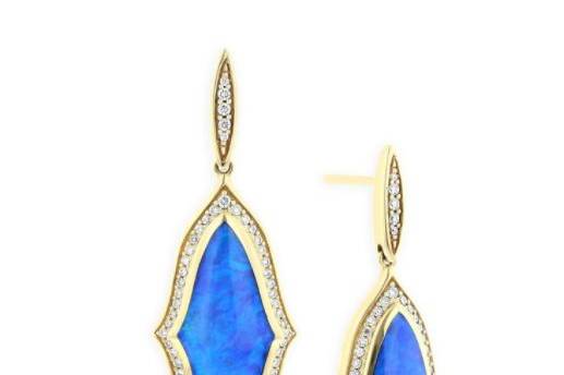 KABANAGPCF651LLT14K Yellow Gold pendant with hand inlaid Sleeping Beauty Turquoise & Lapis, set with diamond