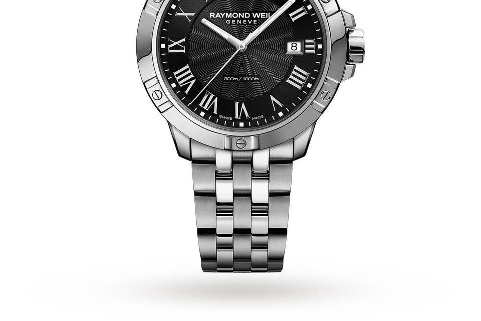 RAYMOND WEILTANGO8160-ST-00208Men's Quartz Date Watch, 41mmSteel on steel, black dial