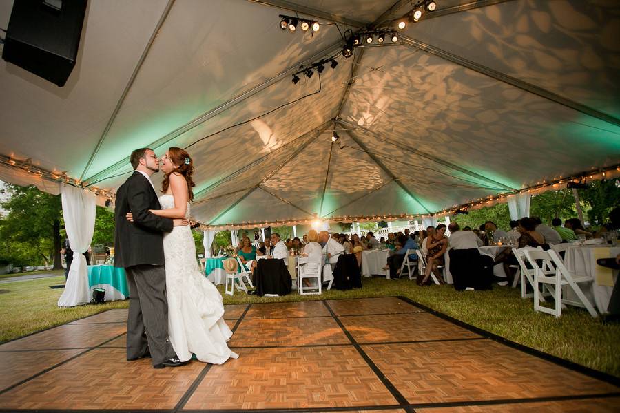The first dance at the Brady Inn, Madison GA. The Reception Garden - separate from the Wedding Garden -has a matching pergola