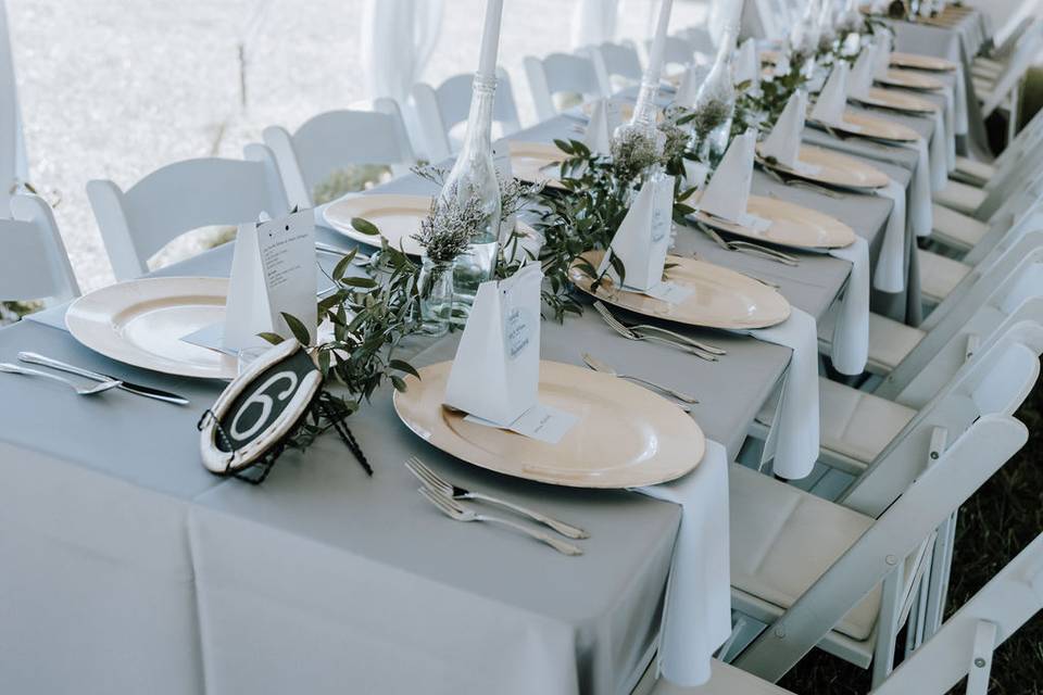 Pale grey and white reception