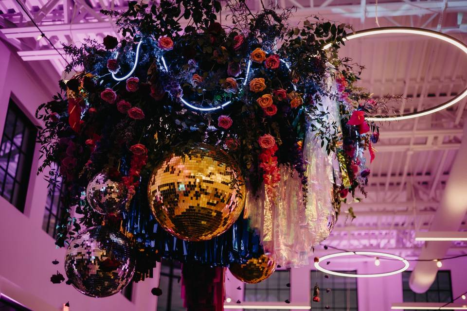 Hanging floral installation