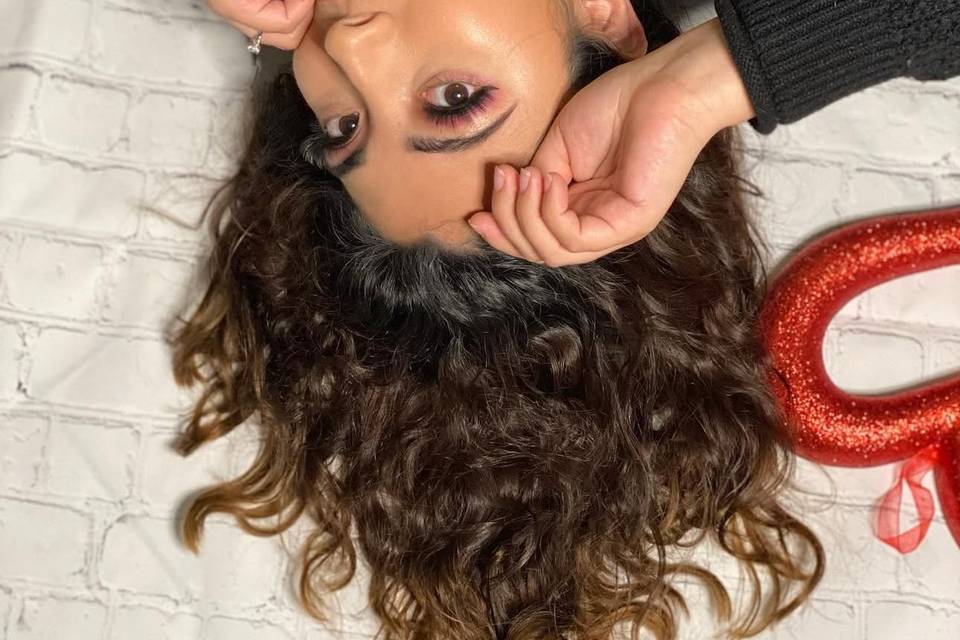 Soft glad with bold lashes