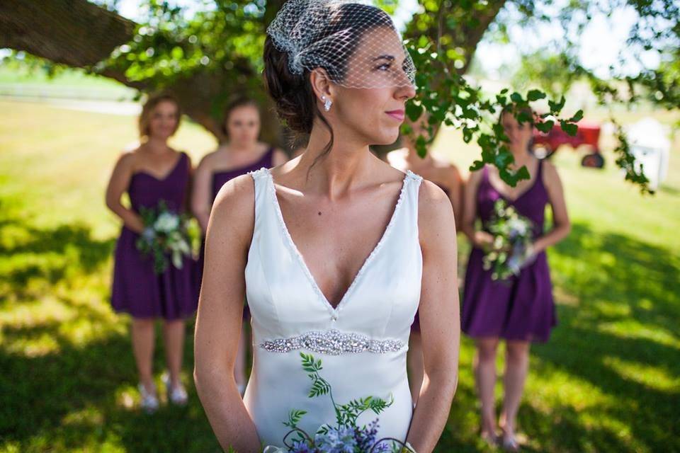 The bride with her bridesmaids