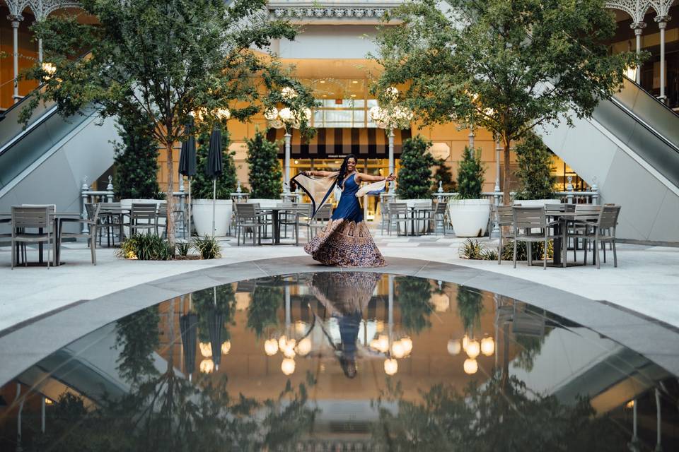 Bride by the reception area