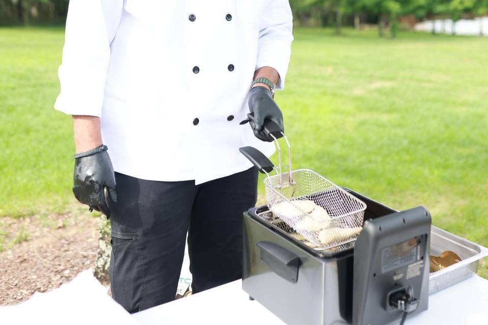 Professional chef preparing fr