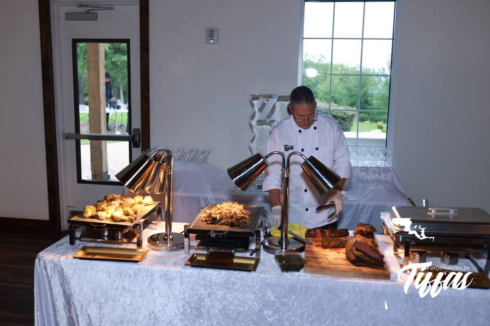 Live chef carving station feat