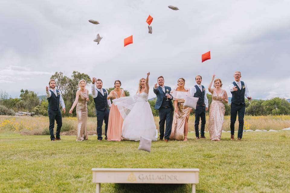 Playing cornhole