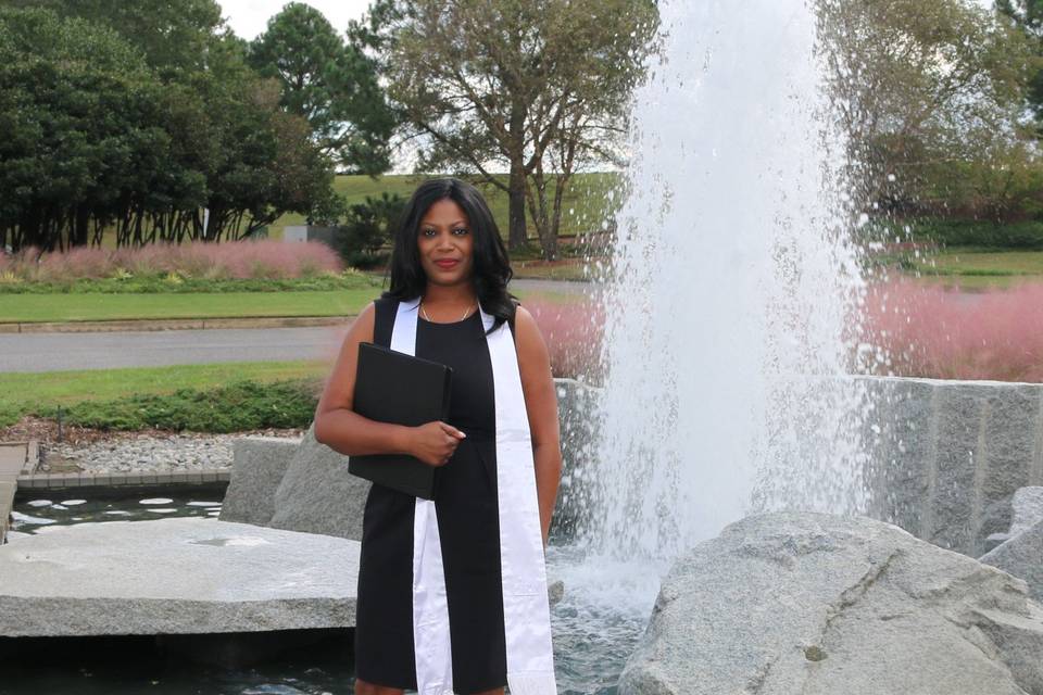 Officiant by the fountain