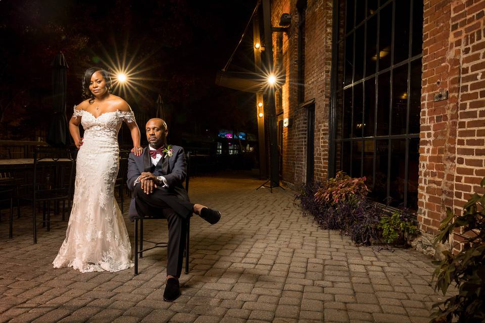 Bride  and groom sitting