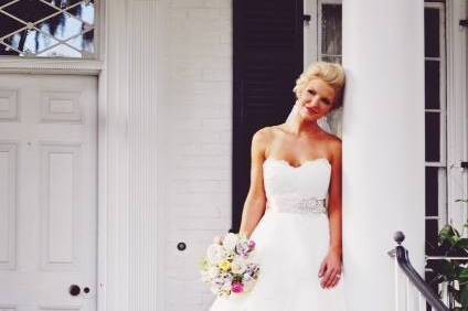 The bride holding her bouquet