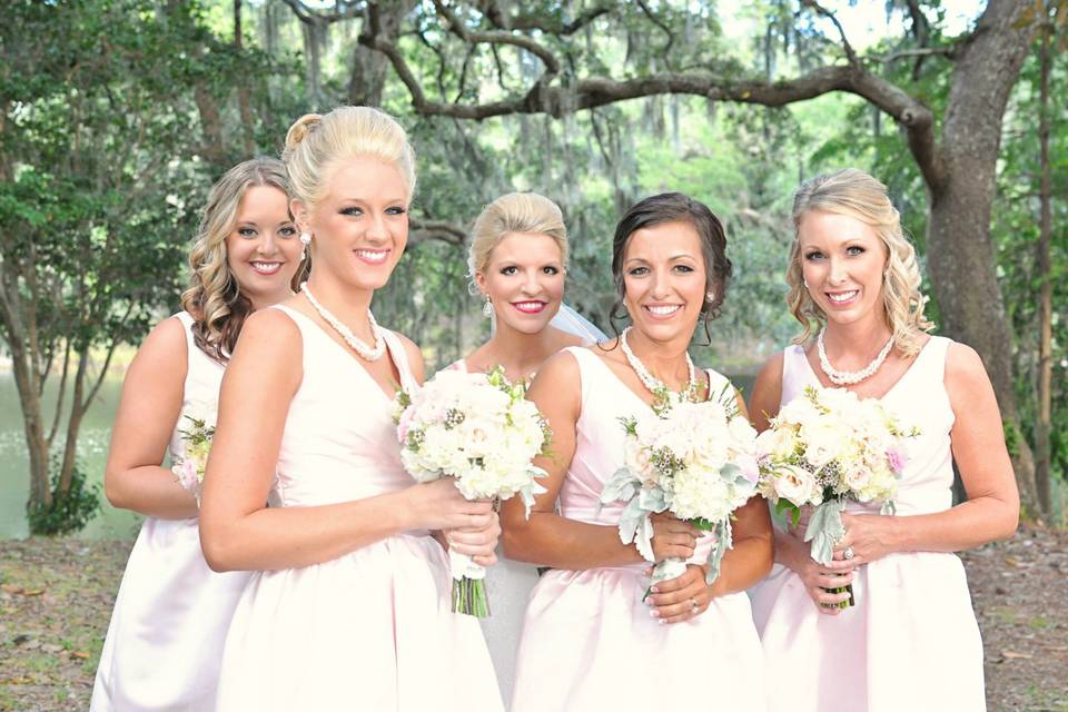 The bride with her bridesmaids