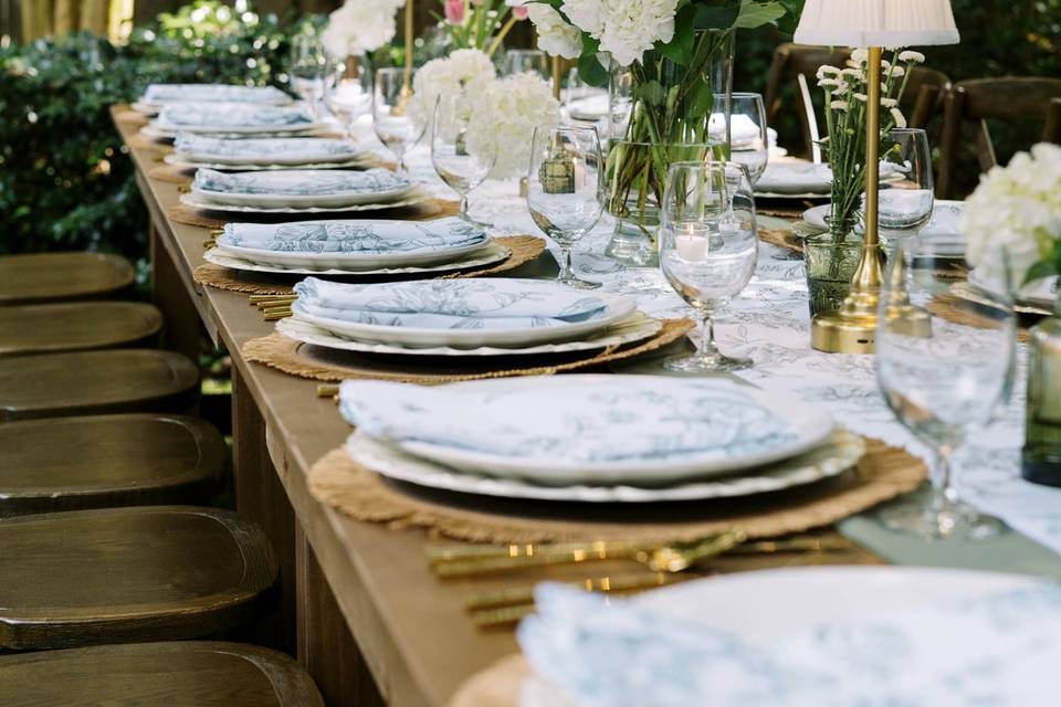 Outdoor farmhouse table setup