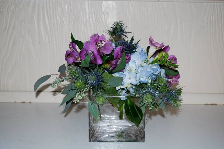 Purple flowers in a vase