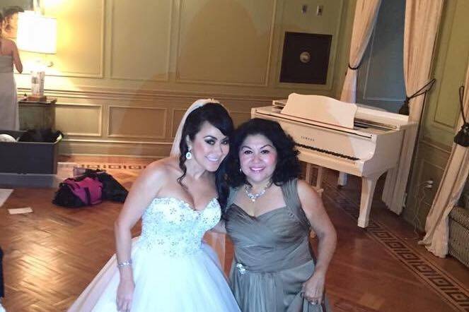 Posing with the bride