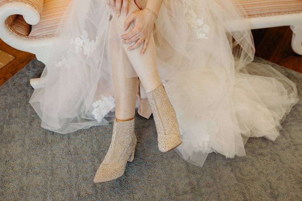 Bride style, glitter boots