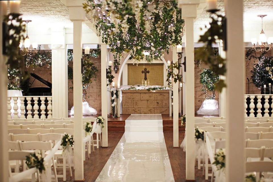 Indoor wedding ceremony setting