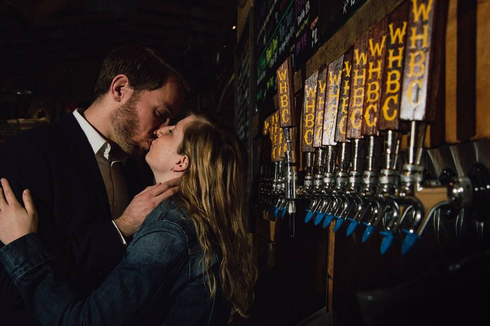 ENGAGEMENT SESSION AT A BREWERY