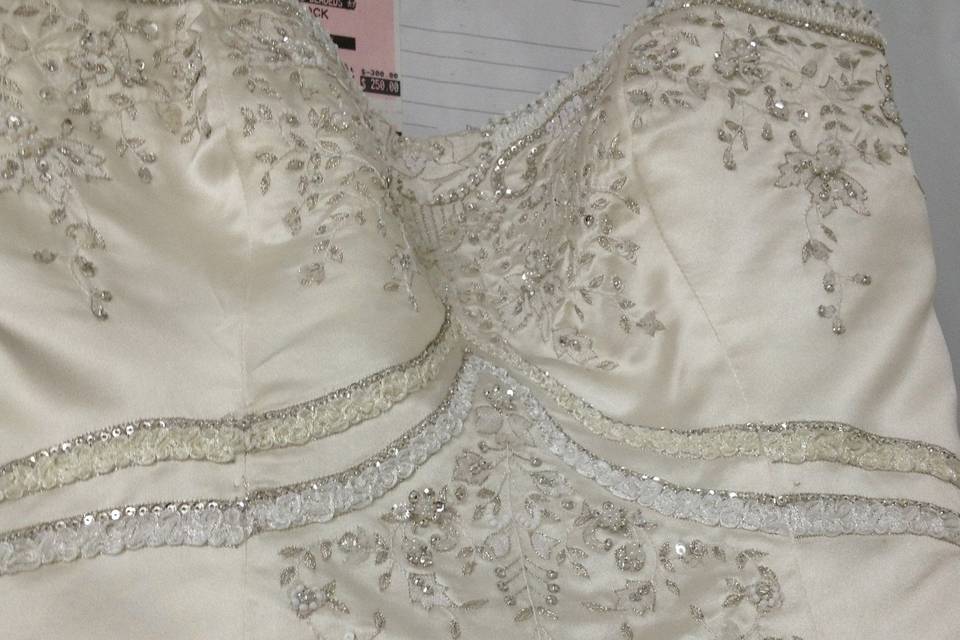 Tiny crystals on the dress