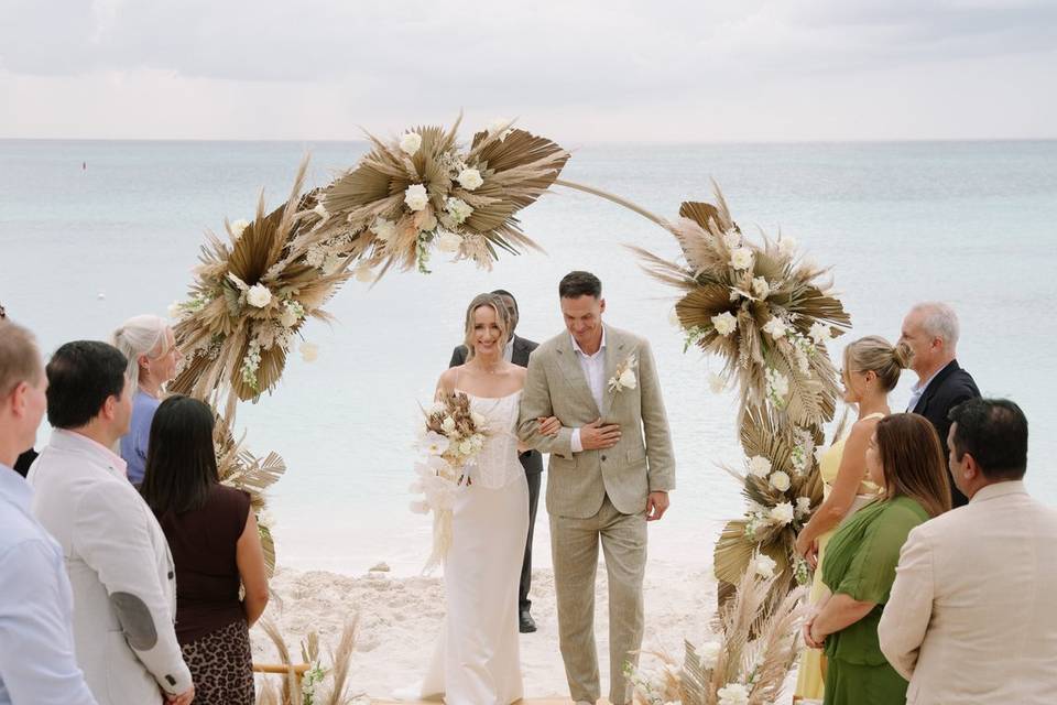 Walking down aisle