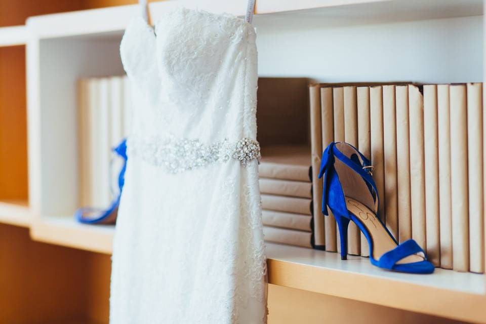 Wedding gown and shoes