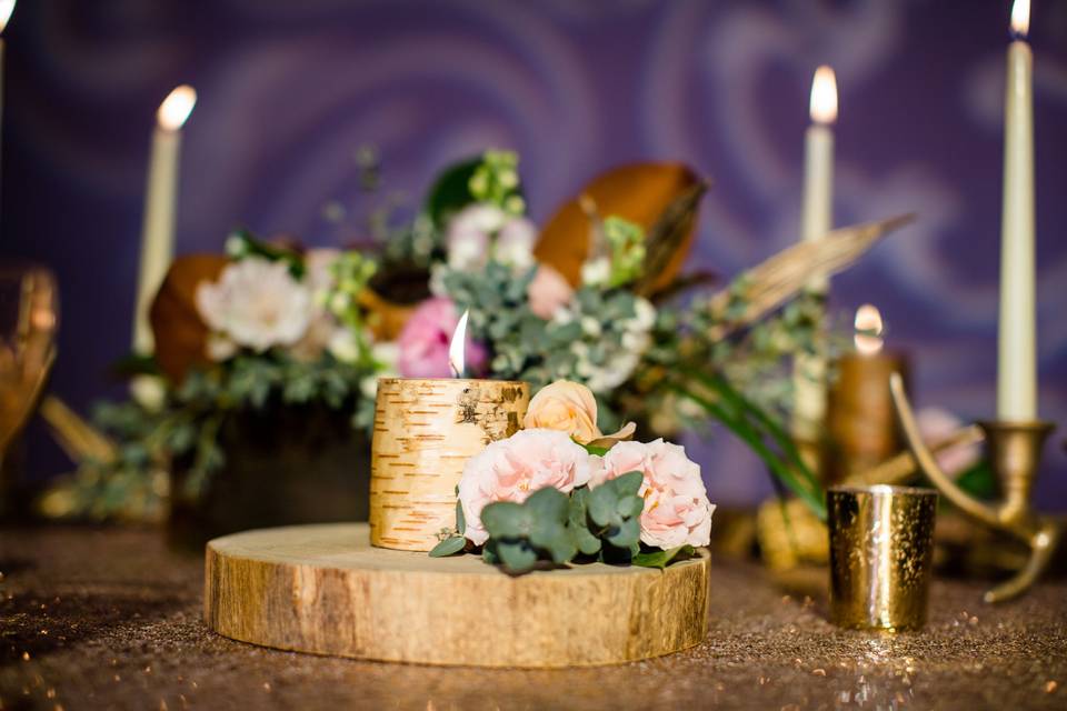 Candle and flower decor