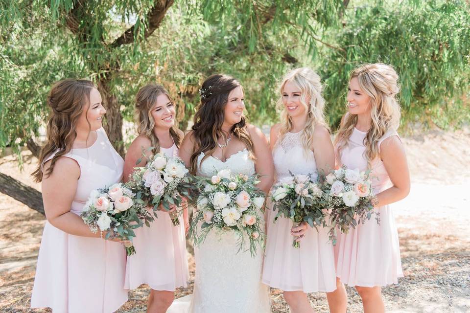 Bride and bridesmaids