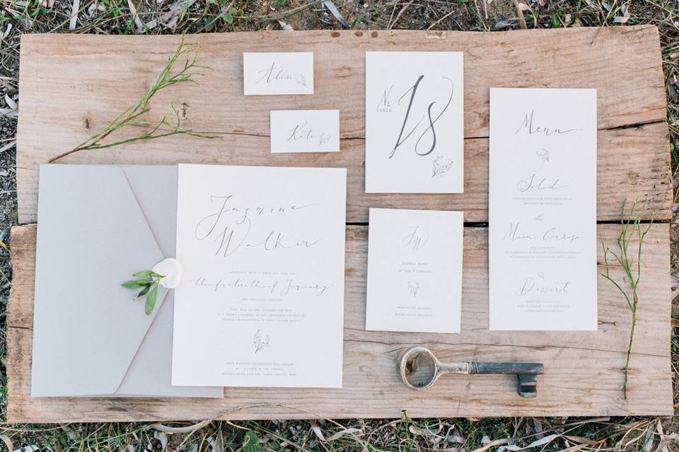 Organic wed stationery suite