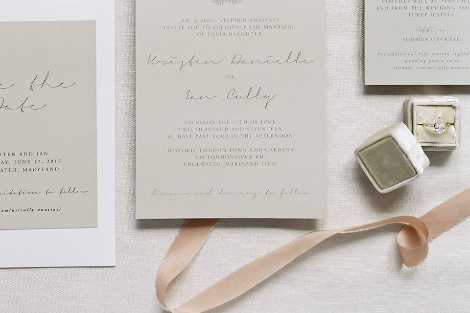 Organic, modern wedding invitations.