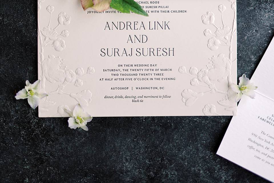 Ebossed wedding invites