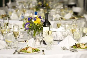 Table setup with centerpiece