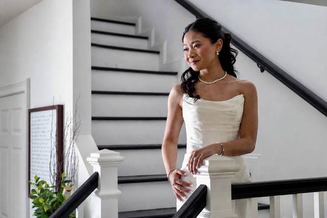 Elegant bridal portrait on a m