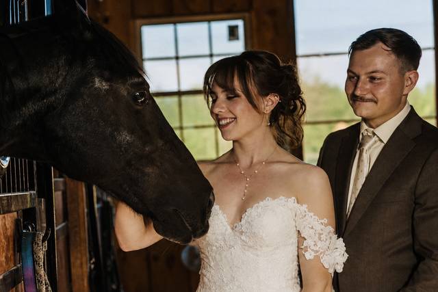 Horse stable wedding shoot